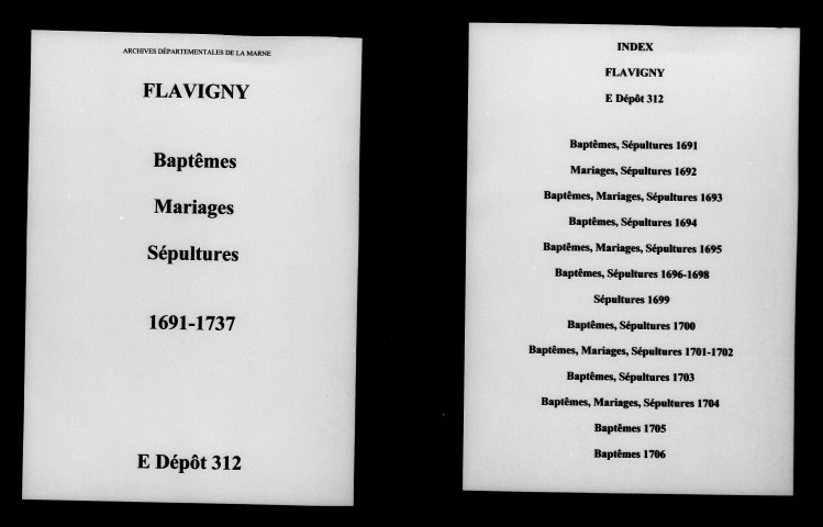 Flavigny. Baptêmes, mariages, sépultures 1691-1737