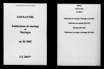 Connantre. Publications de mariage, mariages an XI-1842