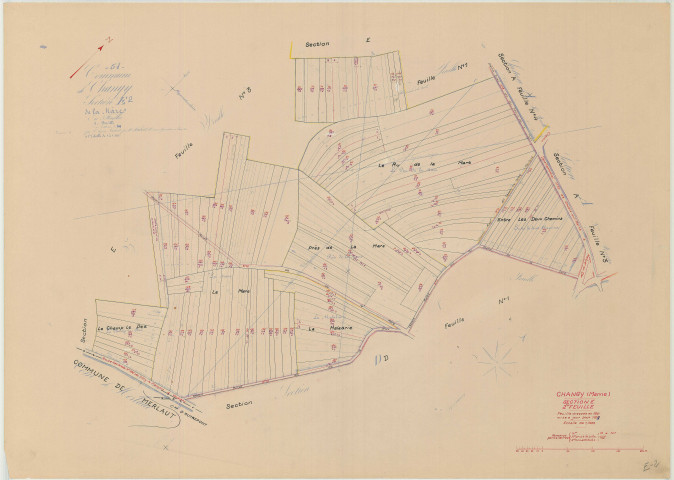 Changy (51122). Section E2 échelle 1/1250, plan mis à jour pour 1959, plan non régulier (papier)