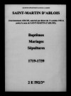 Ablois. Baptêmes, mariages, sépultures 1719-1739