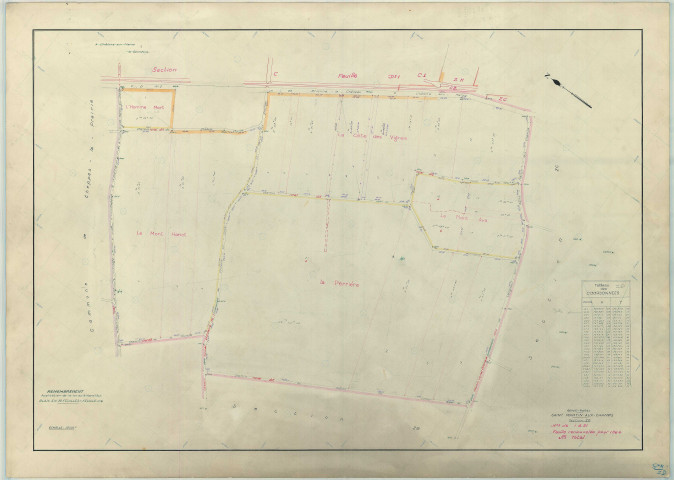 Saint-Martin-aux-Champs (51502). Section ZD échelle 1/2000, plan remembré pour 1964, plan régulier (papier armé)