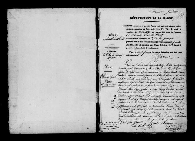 Soudé-Sainte-Croix. Naissances, mariages, décès 1873-1882