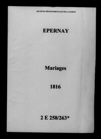 Épernay. Mariages 1816