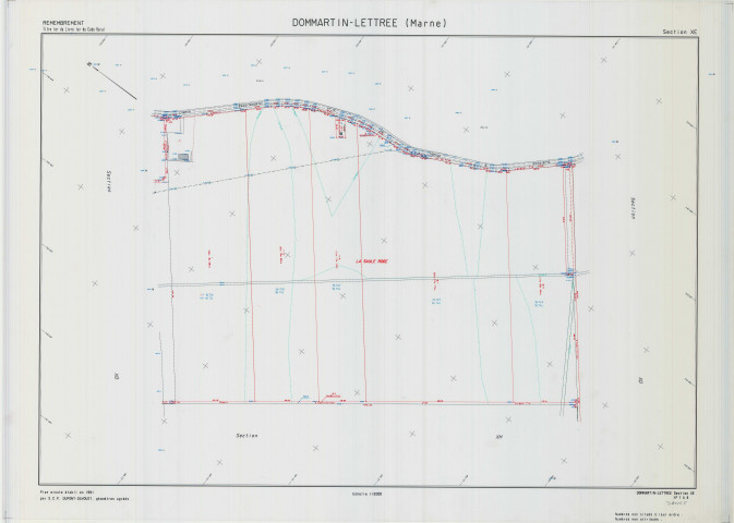 Dommartin-Lettrée (51212). Section XE échelle 1/2000, plan remembré pour 1991, plan régulier (calque)