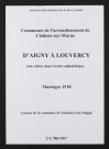 Communes d'Aigny à Louvercy de l'arrondissement de Châlons. Mariages 1918