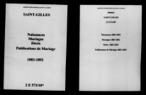 Saint-Gilles. Naissances, mariages, décès, publications de mariage 1883-1892