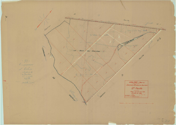 Saint-Martin-d'Ablois (51002). Section D2 1 échelle 1/2500, plan mis à jour pour 01/01/1933, non régulier (papier)