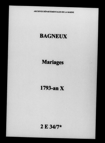Bagneux. Mariages 1793-an X