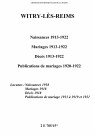 Witry-lès-Reims. Naissances, mariages, décès, publications de mariage 1913-1922