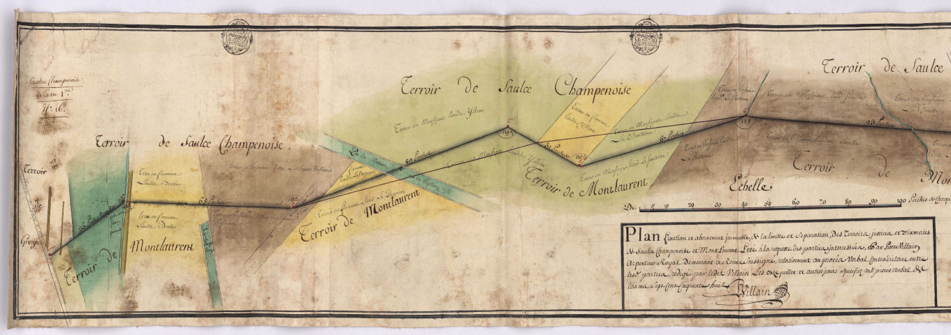 Carte figurative du terroir et du cours de la rivière de Saulce Champenoise (1664)