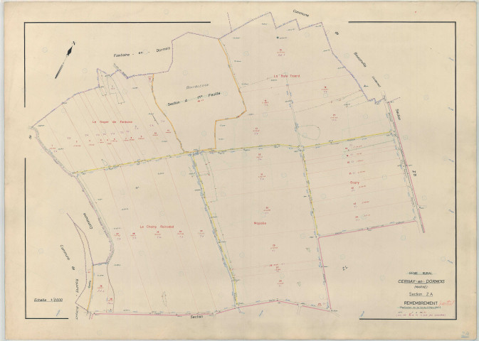 Cernay-en-Dormois (51104). Section ZA échelle 1/2000, plan remembré pour 1964, plan régulier (papier armé)