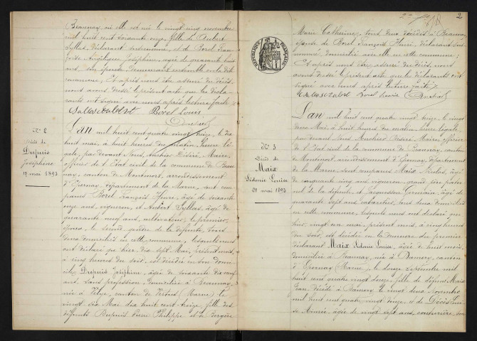 Beaunay. Décès 1893-1929