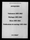 Jonquery. Naissances, mariages, décès, publications de mariage 1853-1862