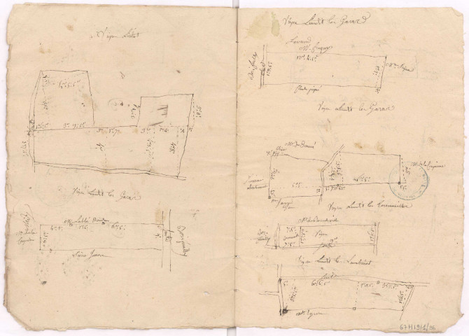 Arpentage du domaine de la terre et seigneurie d'Avenay appartenant à Mesdames abbesses et religieuses de l'abbaye Royale dudit Avenay. Terroir de Mutigny. Vigne au lieudit "les Garas".