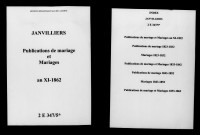 Janvilliers. Publications de mariage, mariages an XI-1862