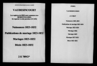 Vaudesincourt. Naissances, publications de mariage, mariages, décès 1823-1832