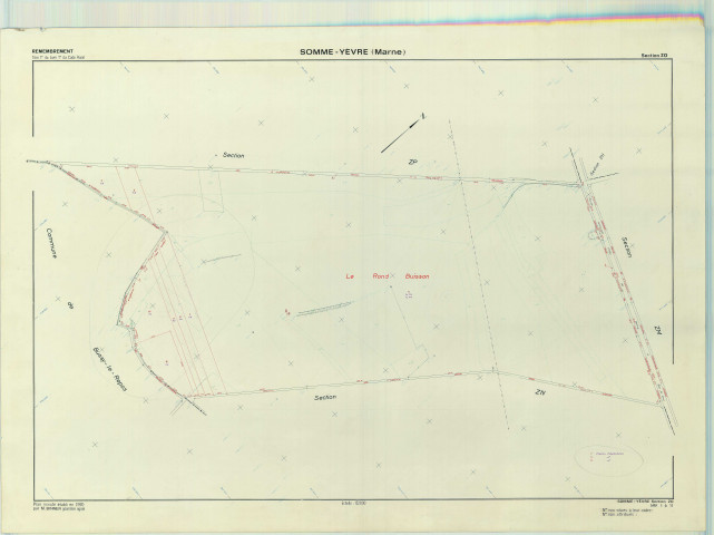 Somme-Yèvre (51549). Section ZO échelle 1/2000, plan remembré pour 1970, plan régulier (papier armé)
