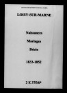 Loisy-sur-Marne. Naissances, mariages, décès 1833-1852