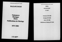 Bazancourt. Naissances, mariages, décès, publications de mariage 1873-1882