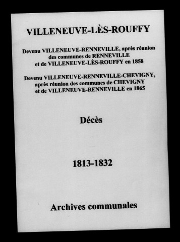 Villeneuve-lès-Rouffy. Décès 1813-1832