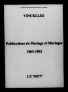 Vincelles. Publications de mariage, mariages 1863-1892