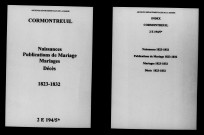 Cormontreuil. Naissances, publications de mariage, mariages, décès 1823-1832