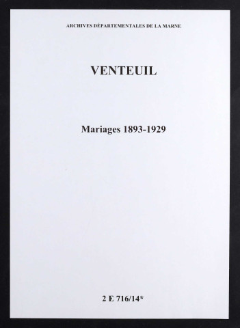 Venteuil. Mariages 1893-1929