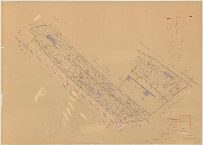 Cernon (51106). Section C3 échelle 1/2500, plan mis à jour pour 1937, plan non régulier (papier)