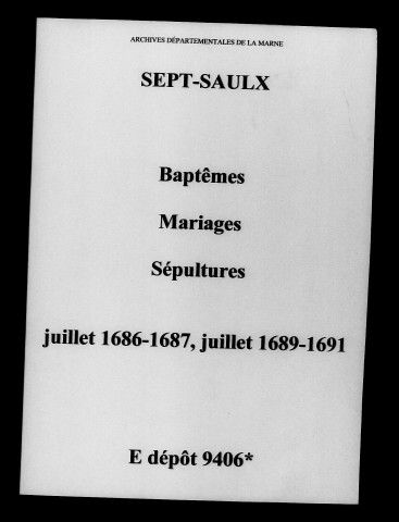 Sept-Saulx. Baptêmes, mariages, sépultures 1686-1691