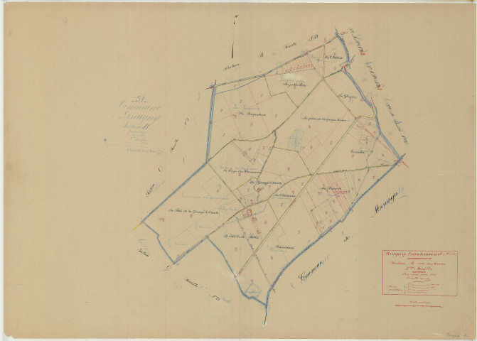 Brugny-Vaudancourt (51093). Section B3 échelle 1/5000, plan mis à jour pour 01/01/1934, non régulier (papier)