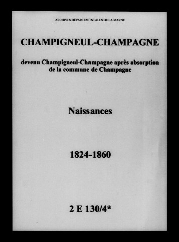 Champigneul. Champagne. Champigneul-Champagne. Naissances 1824-1860
