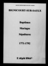 Bignicourt-sur-Saulx. Baptêmes, mariages, sépultures 1771-1792