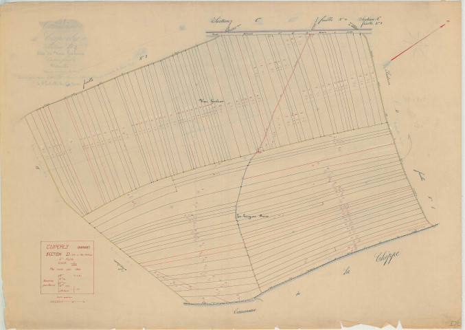 Cuperly (51203). Section D2 échelle 1/2000, plan mis à jour pour 1934, plan non régulier (papier)