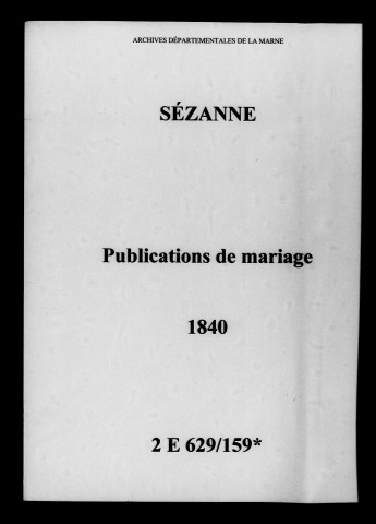Sézanne. Publications de mariage 1840
