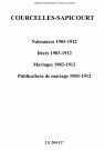 Courcelles-Sapicourt. Naissances, décès, mariages, publications de mariage 1903-1912
