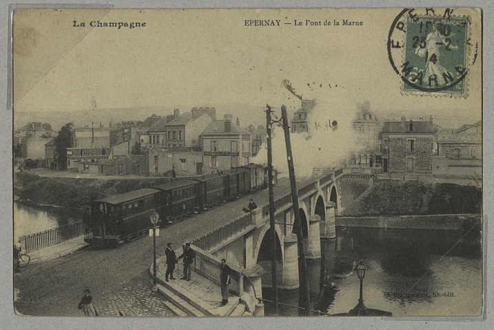 ÉPERNAY. La Champagne. Le Pont de la Marne. G. Bracquemart. 1916 