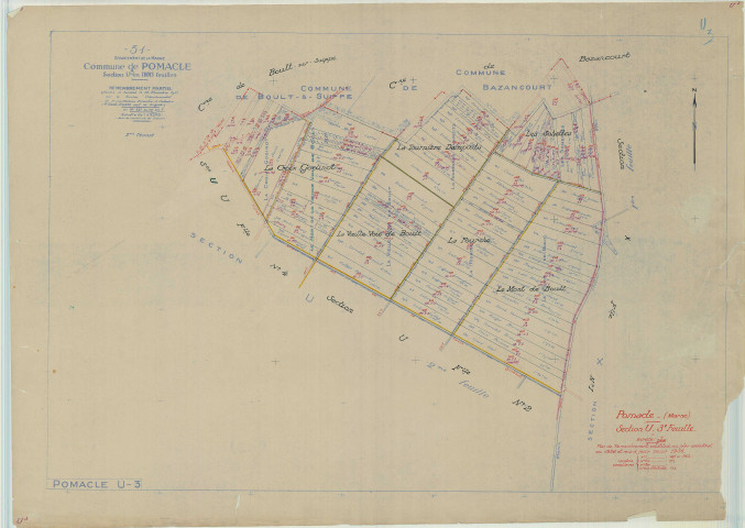 Pomacle (51439). Section U3 échelle 1/2500, plan mis à jour pour 1950, plan non régulier (papier).