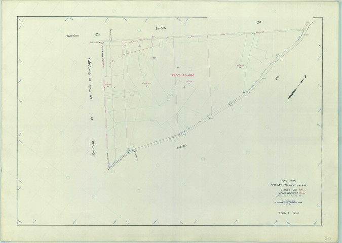 Somme-Tourbe (51547). Section ZO échelle 1/2000, plan remembré pour 1963, plan régulier (papier armé)