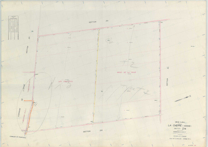 Cheppe (La) (51147). Section ZN échelle 1/2000, plan remembré pour 1968, plan régulier (papier armé)