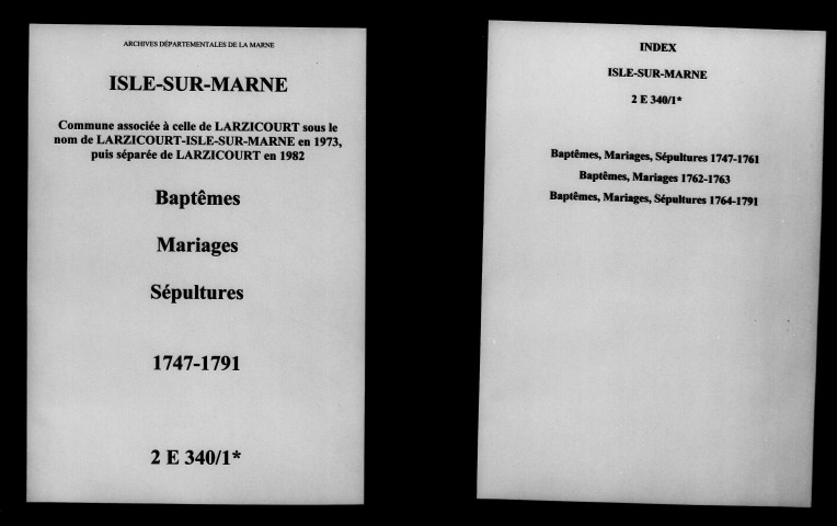 Isle-sur-Marne. Baptêmes, mariages, sépultures 1747-1791