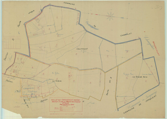 Ville-en-Tardenois (51624). Section D3 échelle 1/2000, plan mis à jour pour 1939, plan non régulier (papier).