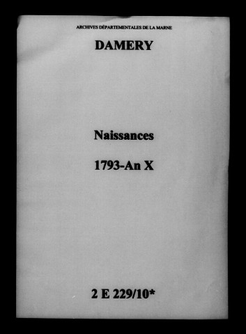Damery. Naissances 1793-an X