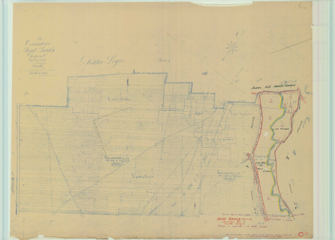 Sept-Saulx (51530). Section C1 échelle 1/2500, plan mis à jour pour 1956, plan non régulier (papier).