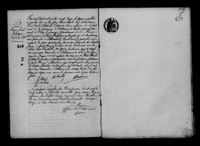 Ablancourt. Naissances, mariages, décès et tables décennales des naissances, mariages, décès 1893-1902