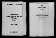 Nogent-l'Abbesse. Naissances, publications de mariage, mariages, décès 1893-1902