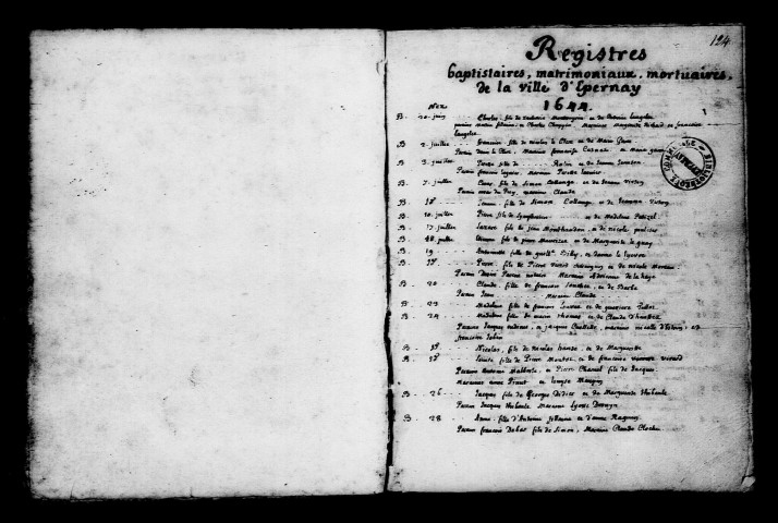 Épernay. Tables des baptêmes, mariages, sépultures 1644-1753