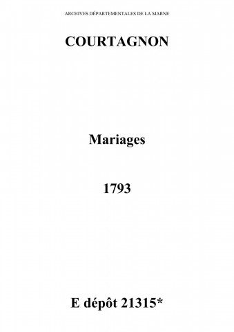 Courtagnon. Mariages 1793