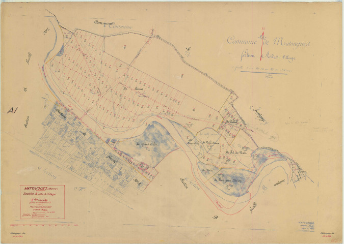 Matougues (51357). Section A2 échelle 1/2500, plan mis à jour pour 1937, plan non régulier (papier)