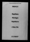 Pringy. Baptêmes, mariages, sépultures 1750-1791