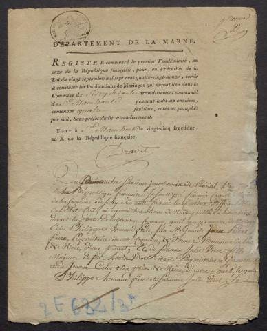 Sivry-sur-Ante. Publications de mariage an XI-1927